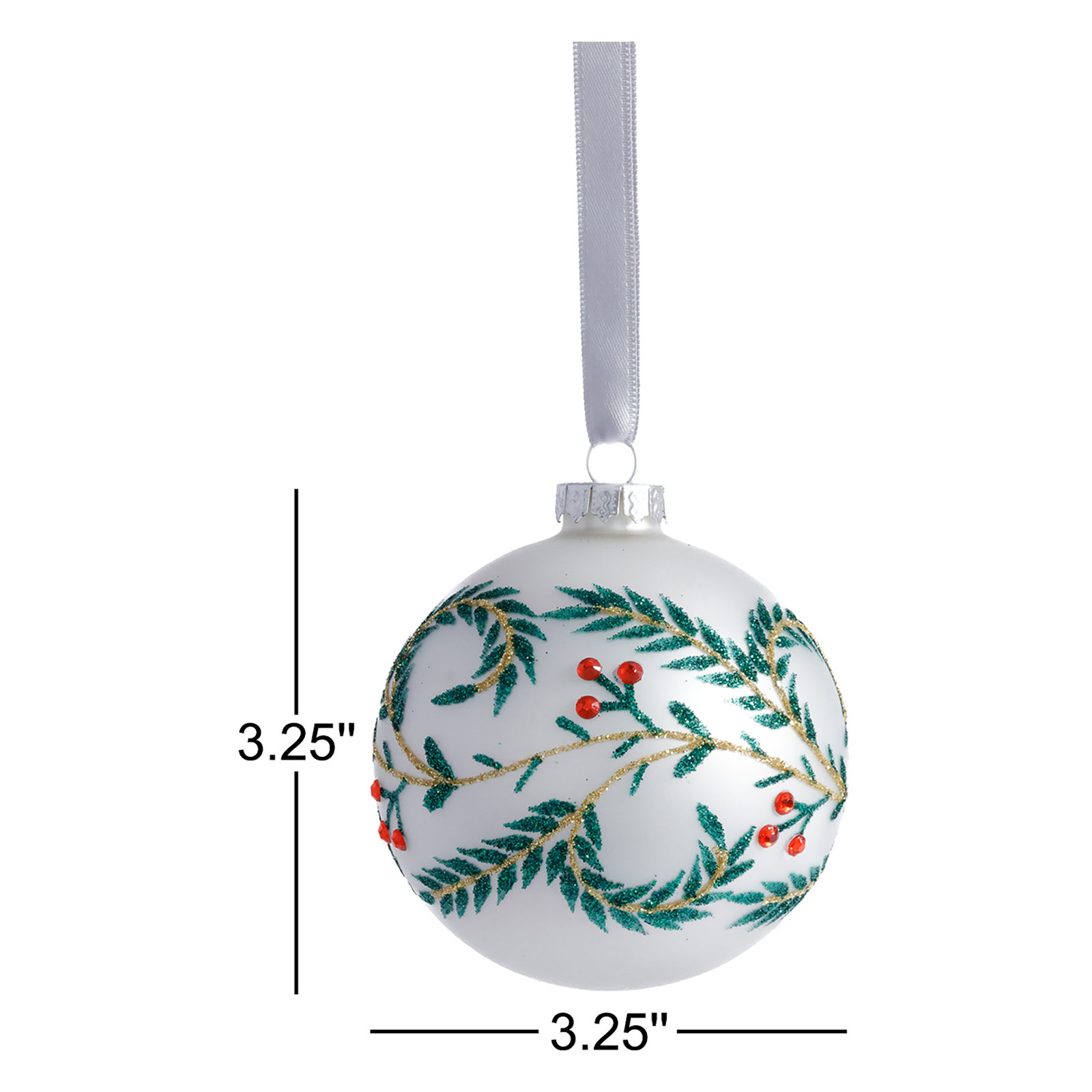 Glass Bauble, 3.25" H x 3.25" W x 3.25" D