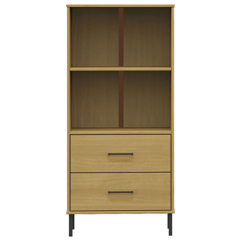 Bookshelf Book Cabinet with 2 Drawers Storage Cabinet OSLO Solid Wood, Brown