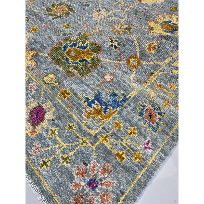 Tapis oriental gris en laine noué à la main Fiona