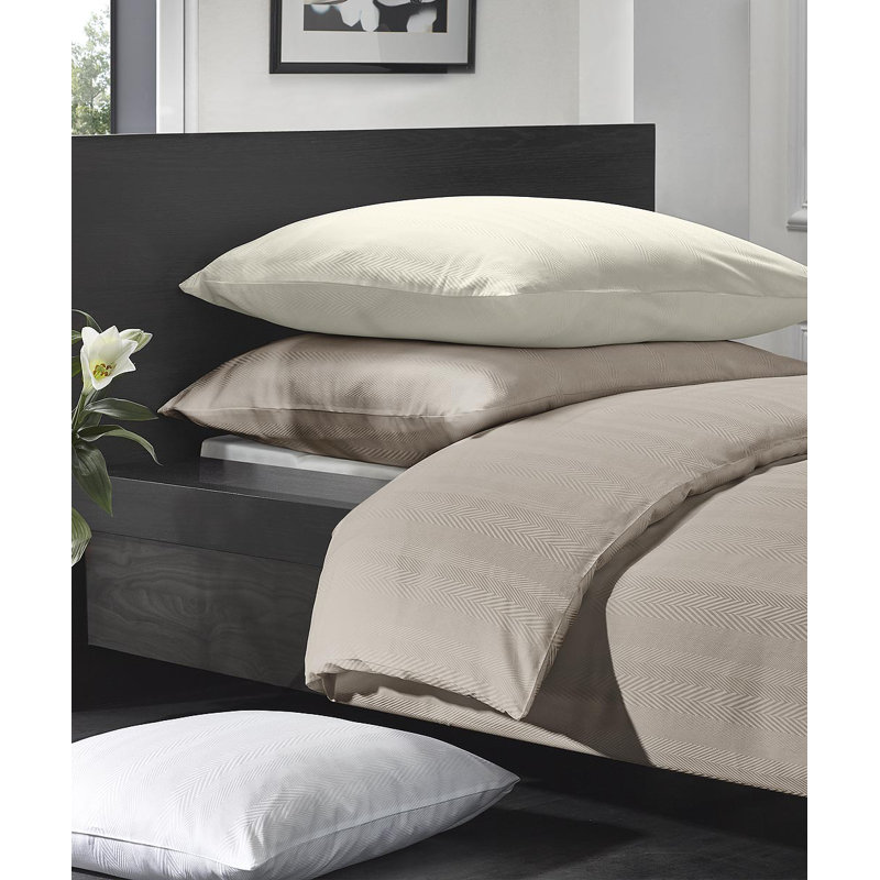 Jade 100% Cotton Duvet Cover Set, Light Yellow, Double - 2 Pillowcases (80 x 80 cm)