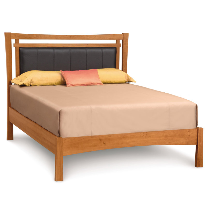 Monterey Leather Bed, California King, Ebony, Conventional / Autumn Cherry