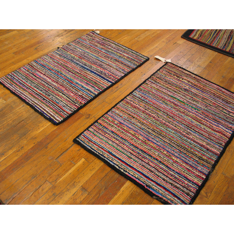 Antique American Hooked Allover Geometric Rug
