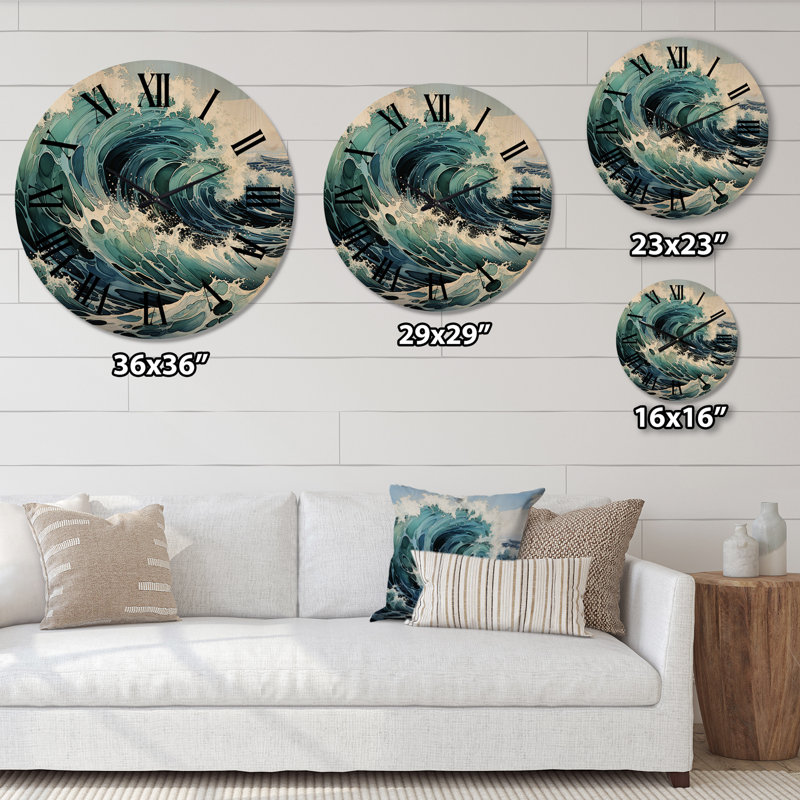Horloge murale en bois massif Venisha, Petit