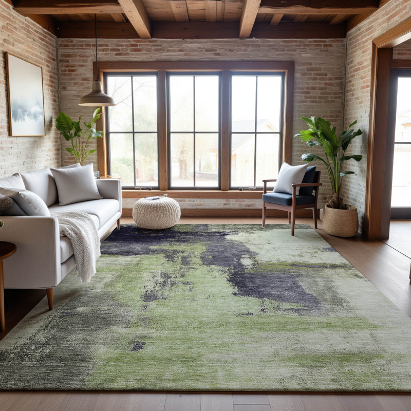 Tapis moderne lavable à la machine de qualité supérieure AMF1068, Rectangle 9 pi x 12 pi