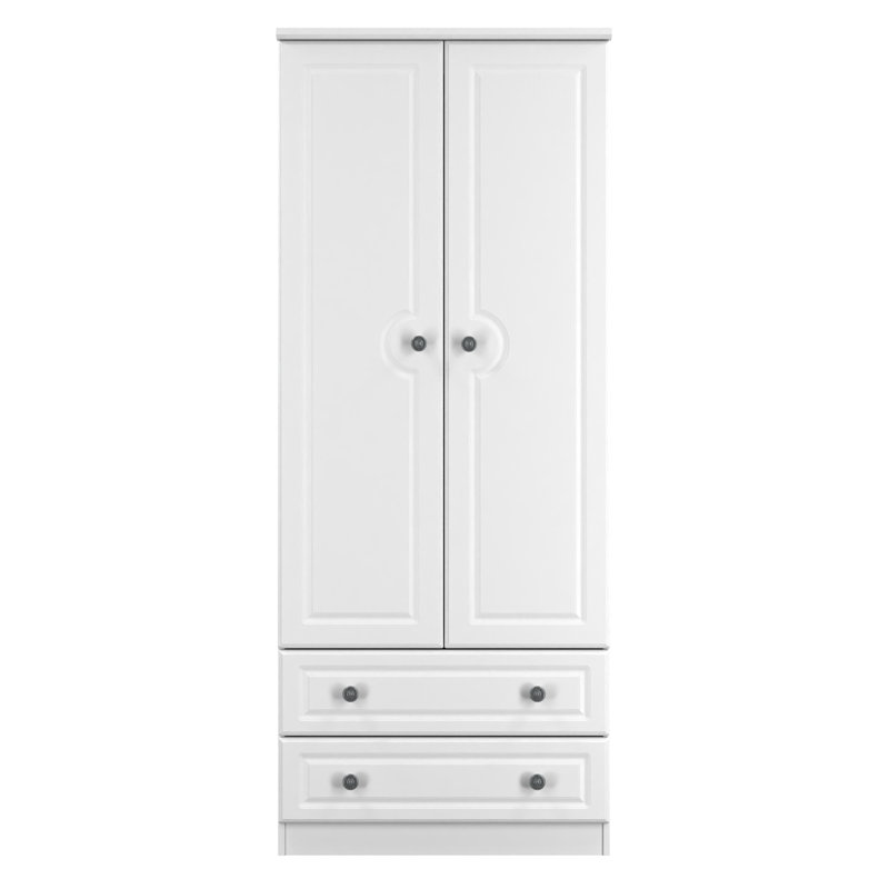 Kenmore 2 Door Manufactured Wood Wardrobe, White, 183cm H x 74cm W x 53cm D