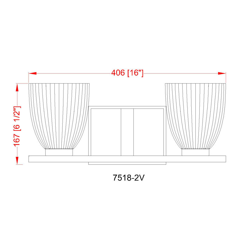 Mateo Modern Vanity, 2 Lights, Chrome, 6.5" H x 16" W x 6.5" D