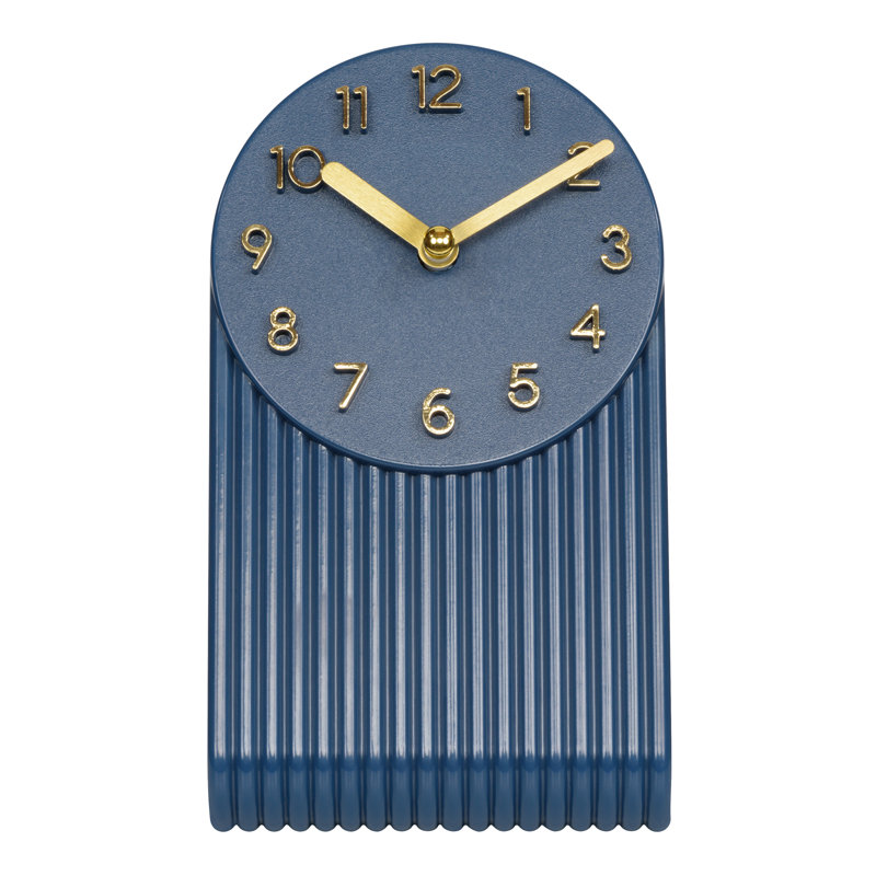 Grooves Quartz Analog Tabletop Clock, Navy Blue, Blue