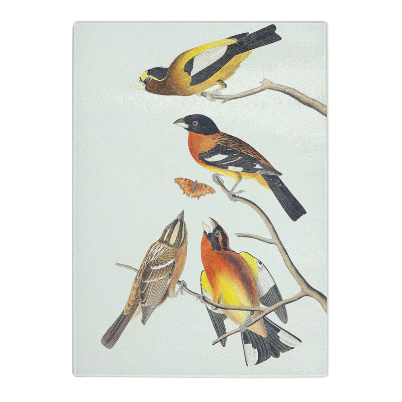 Glass Grosbeak Birds by John James Audubon Chopping Board, 28.5 cm W x 20 cm L