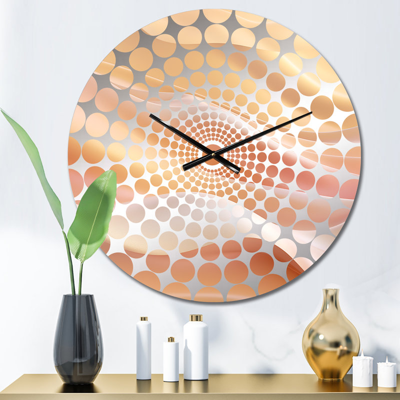 Gold And Pink Soft Wave Fusion - Abstract Shapes Wall Clock, Small