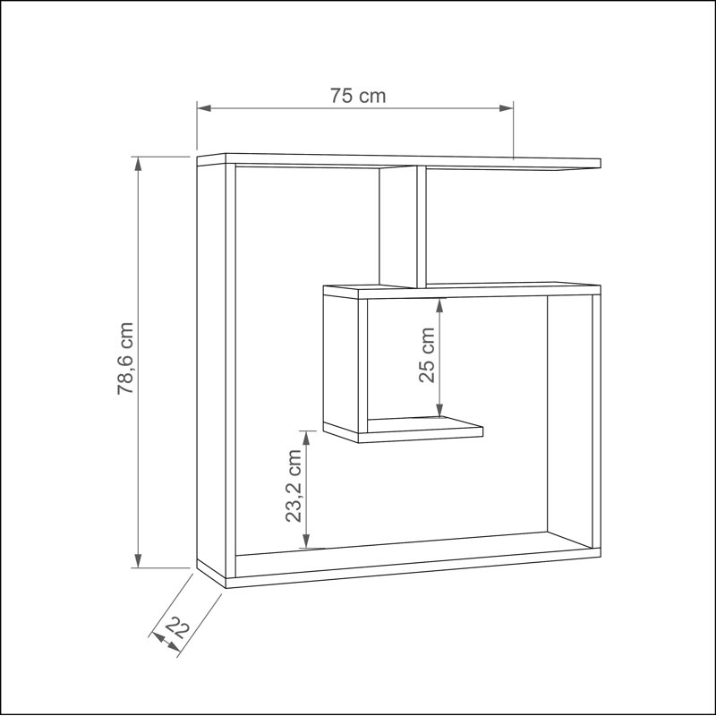 3 Piece Floating Shelf, Anthracite