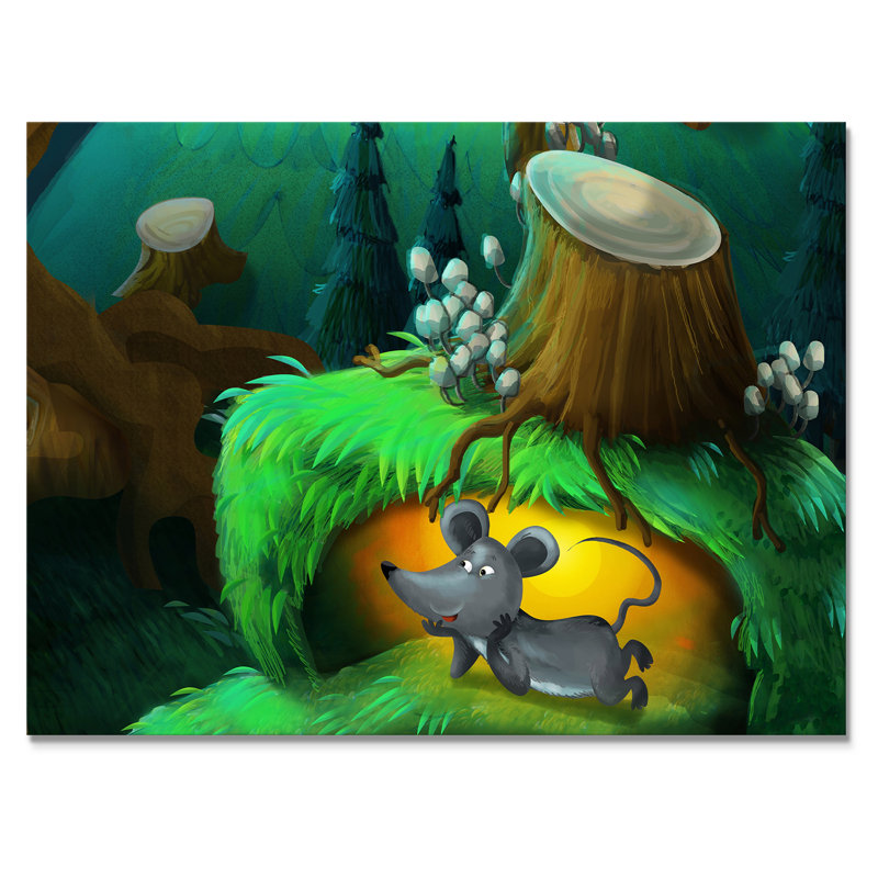Petite souris sous un arbre pour Fantasy Story - reproduction sur toile, Toile tendue, H 16 po x l 32 po