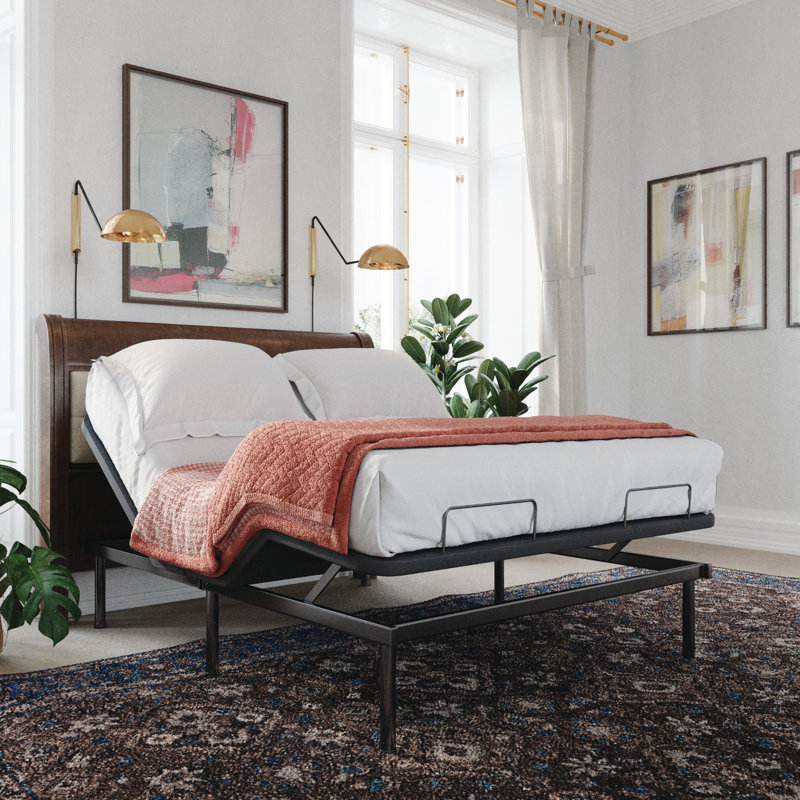 Base de lit réglable en métal Posture Plus PX400, base de lit électrique avec télécommande sans fil, gravité zéro, inclinaison de la tête et des pieds, deux ports USB