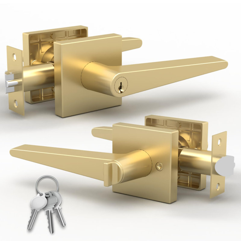 Ensemble de poignées de porte à levier effilé avec rosette carrée Mega Handles Schein | Réversible | Quincaillerie moderne