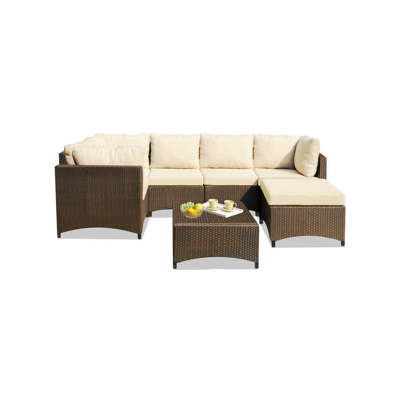 Ensemble de conversation modulaire avec coussins 7 pièces Brownley