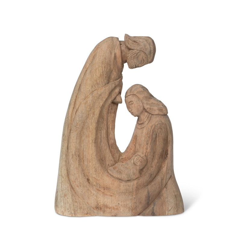 Holy Family Carved Wooden Sculpture