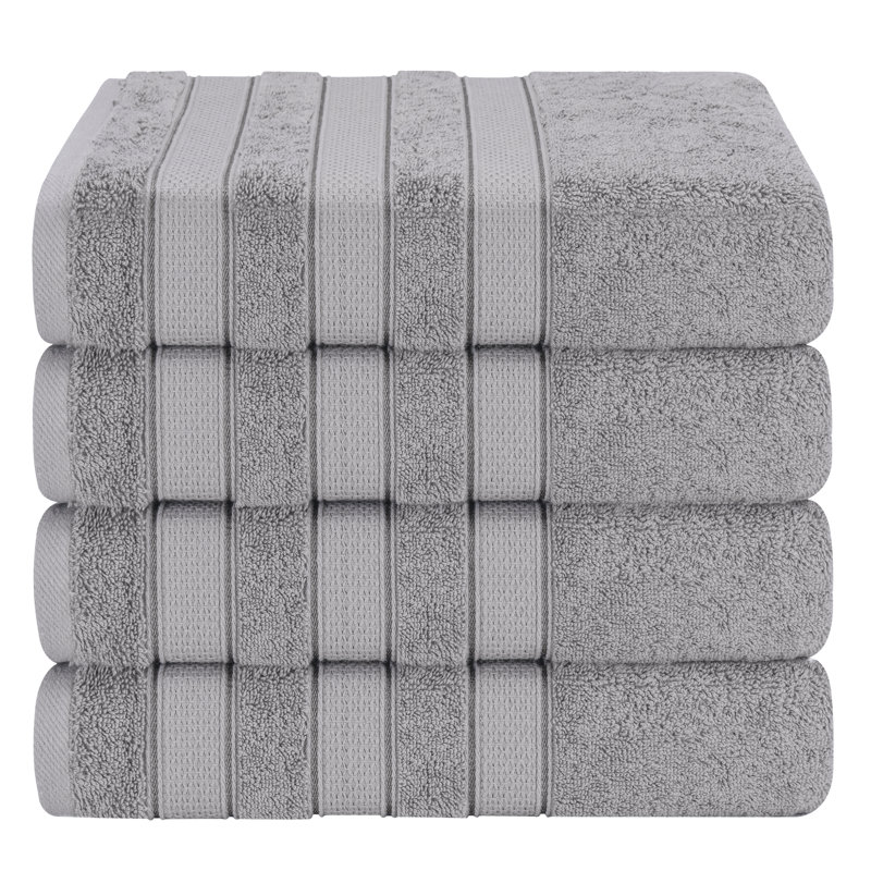 Ensemble de serviettes de bain turques 100% coton 4 pièces, Argent argent