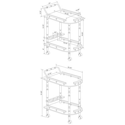 Merlot and Brass 2-shelf Serving Cart