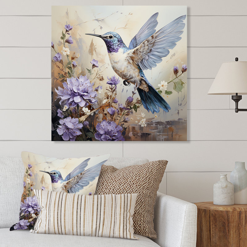 Humminbirds Floral Whimsical Whisper 1 I - Colibri, art mural en métal, H 29 po x l 29 po