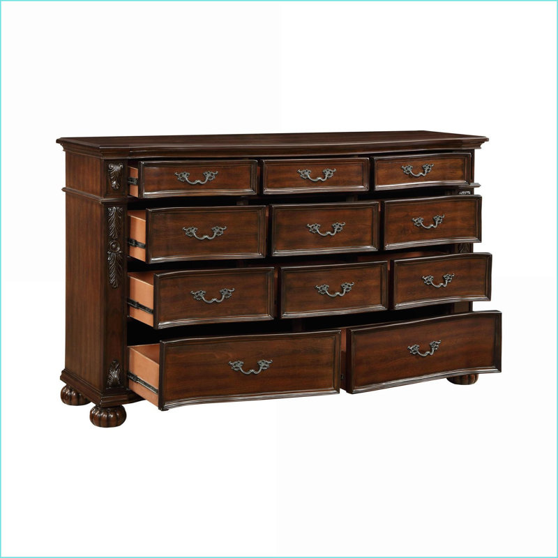 Commode 11 tiroirs en placage de merisier massif massif de pin | Cerise | Bois