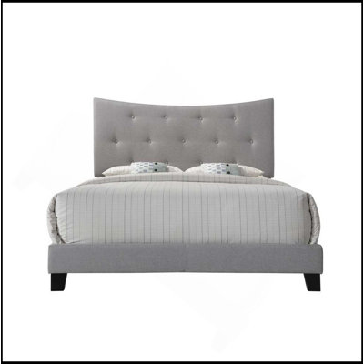 Grand lit gris en tissu
