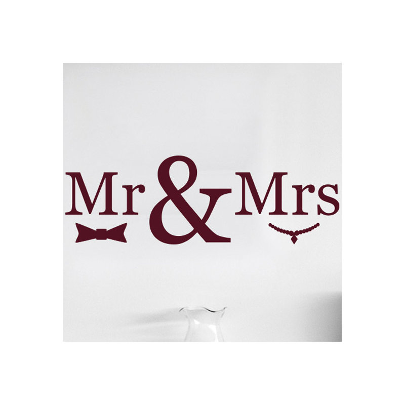 Mr Mrs Wall Sticker, Large, Burgundy