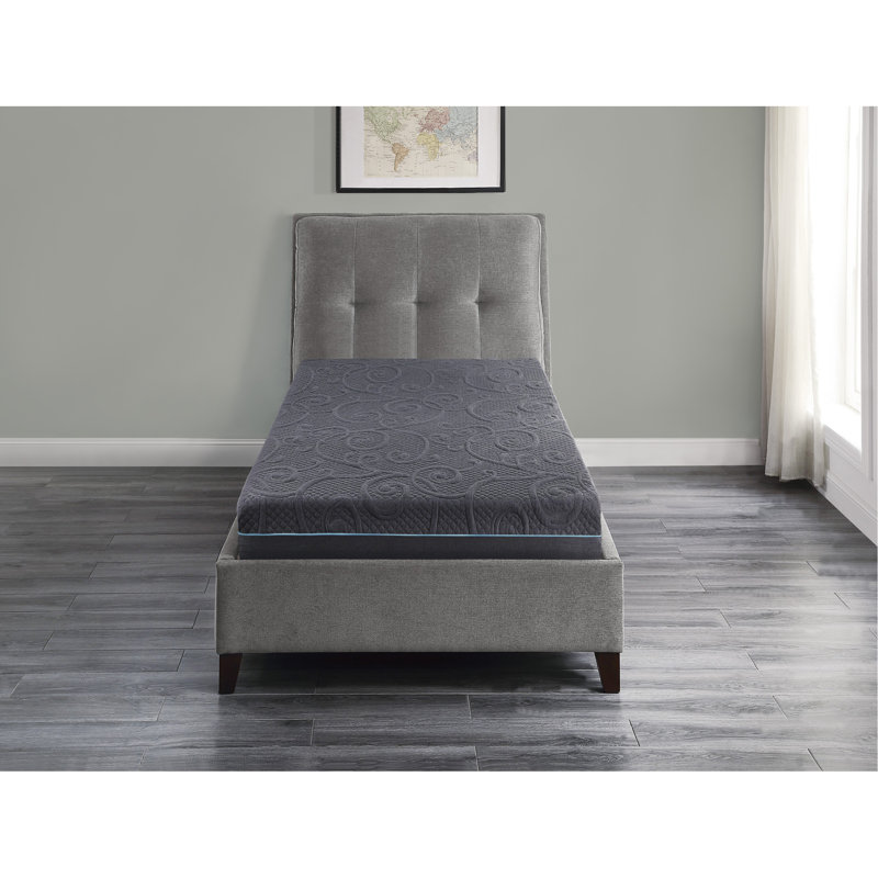 8" Size Bed Mattress Gel-Infused Memory Foam Hybrid Mattress, Dark Gray, Mattress In A Box, Firm Comfort Mattress, Twin