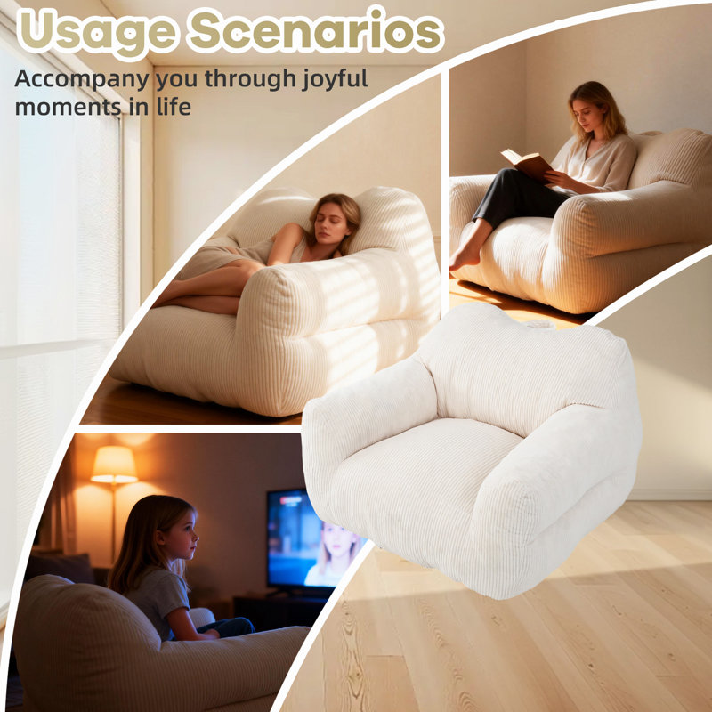 Beanbag Sofa, Square, Beige