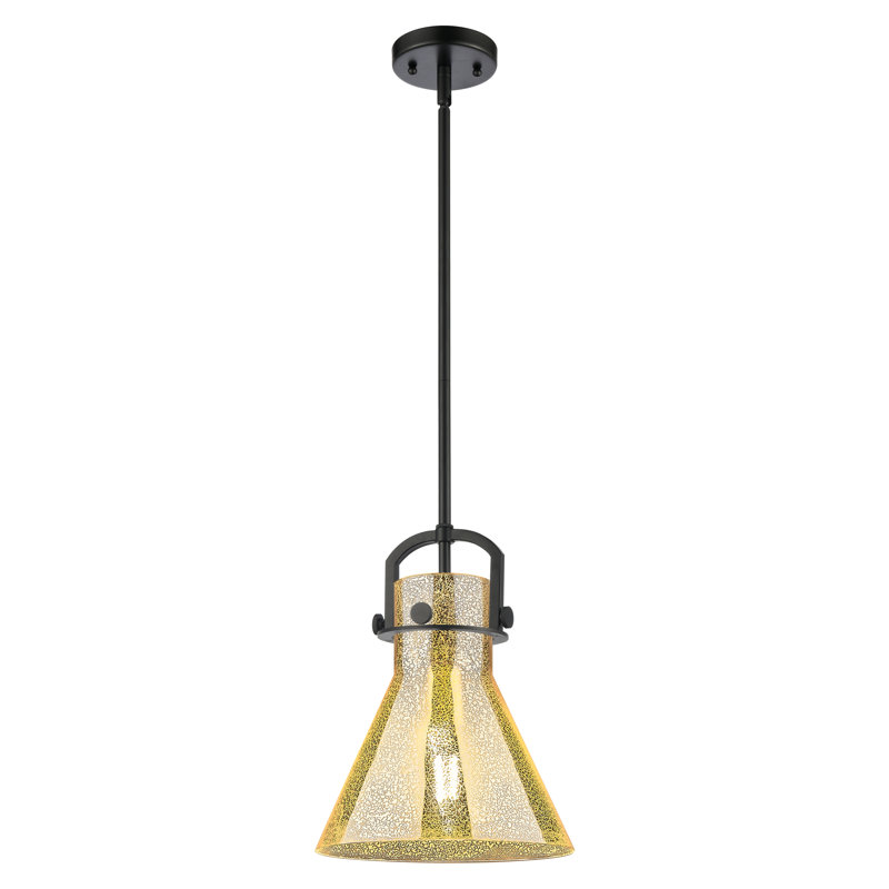 Luminaire suspendu avec tige 1 lumière Abisaid, H 11,75 po x l 10 po x P 10 po, Mercure, Noir mat