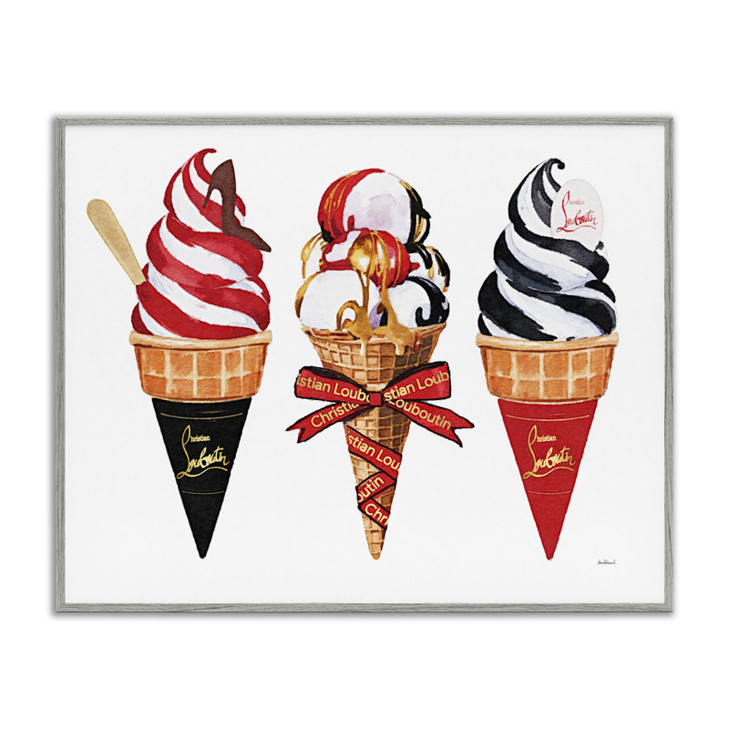 Giclée encadrée de cônes de glace rouges et noirs, design par Amanda Greenwood, H 16 po x l 20 po