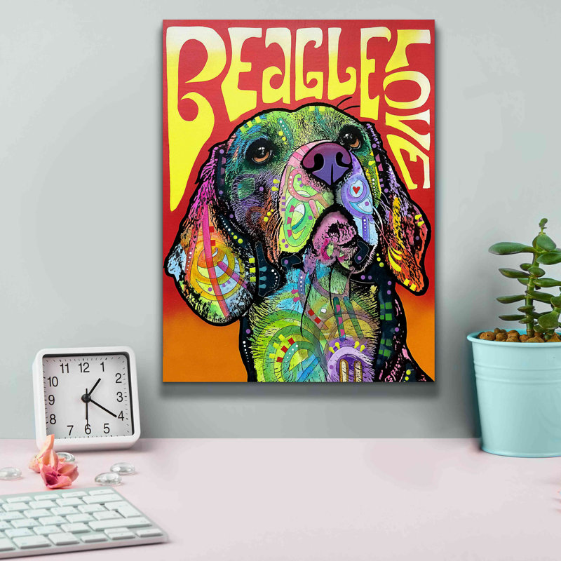 «Beagle Love» par Dean Russo, estampe numérique sur toile