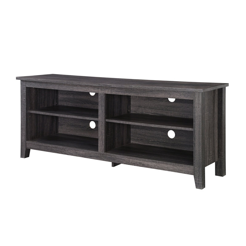 Meuble télé classique avec rangement ouvert pour téléviseur jusqu'à 65 ans - gris anthracite
