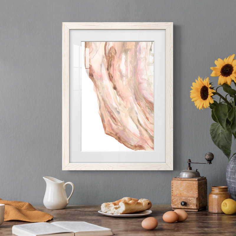 Rose Quartz II - peinture sur toile encadrée, H 43,5 po x l 31,5 po x P 1 po, Cadre blanc
