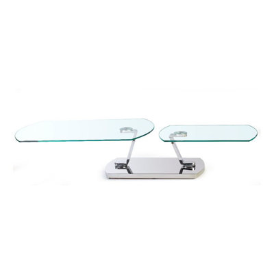 Dessus transparent de 12 mm avec table basse en acier inoxydable