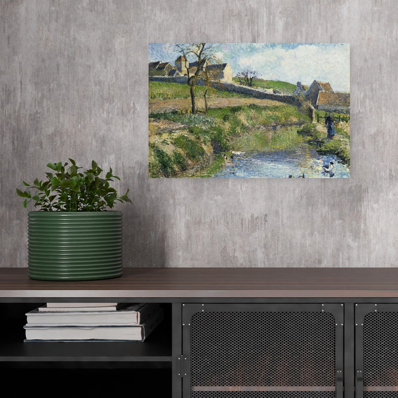 The Farm At Osny, 1883 Impressionist Abstract Contemporary Duck Landscape Architecture Wall Art Print, 30.48cm H x 45.72cm W