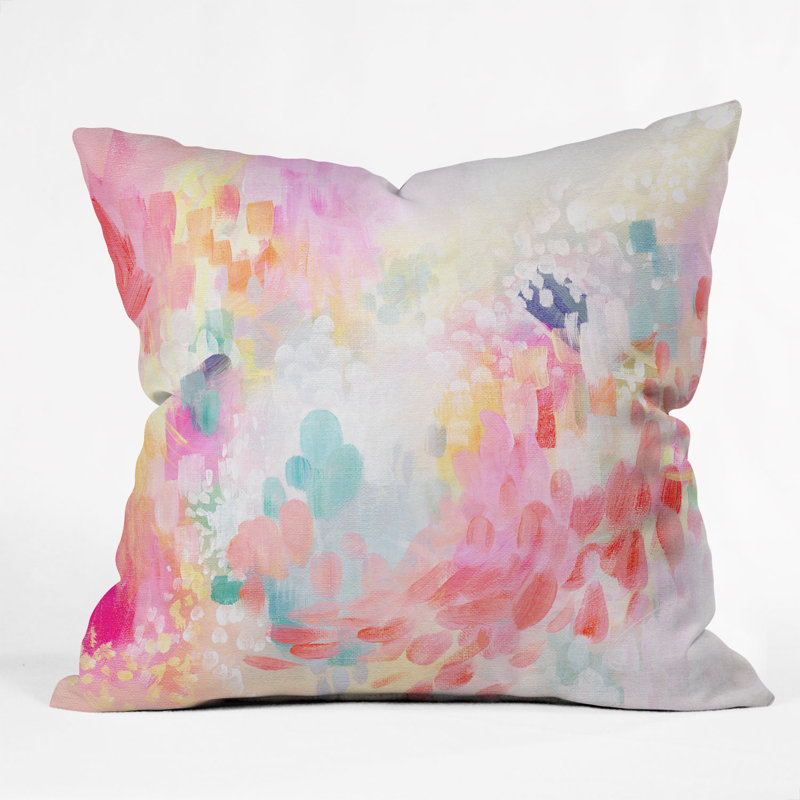Housse et coussin rectangulaires pour l'extérieur Stephanie Corfee, 26 po x 26 po, Motif floral rose clair