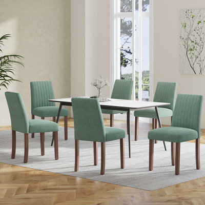 Modern Upholstered Dining Chairs with Walnut Legs