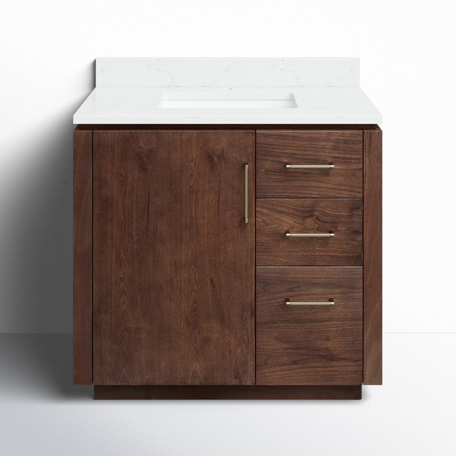 Cloverfield 36'' Single Bathroom Vanity, Natural Walnut, Gold