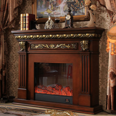 Foyer électrique en bois massif Nut-Brown