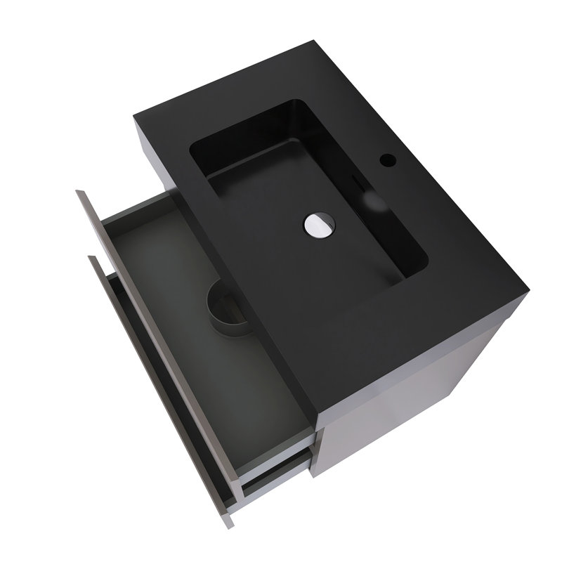 Meuble-lavabo flottant mural 30 po avec lavabo, Noir, Gris