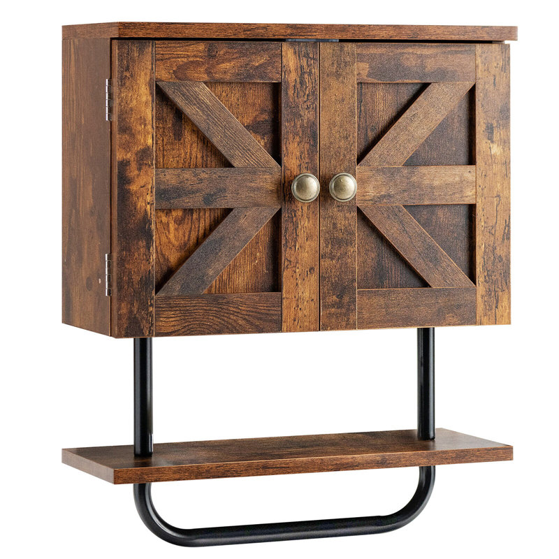 Daynna Wall Bathroom Cabinet, Rustic Brown