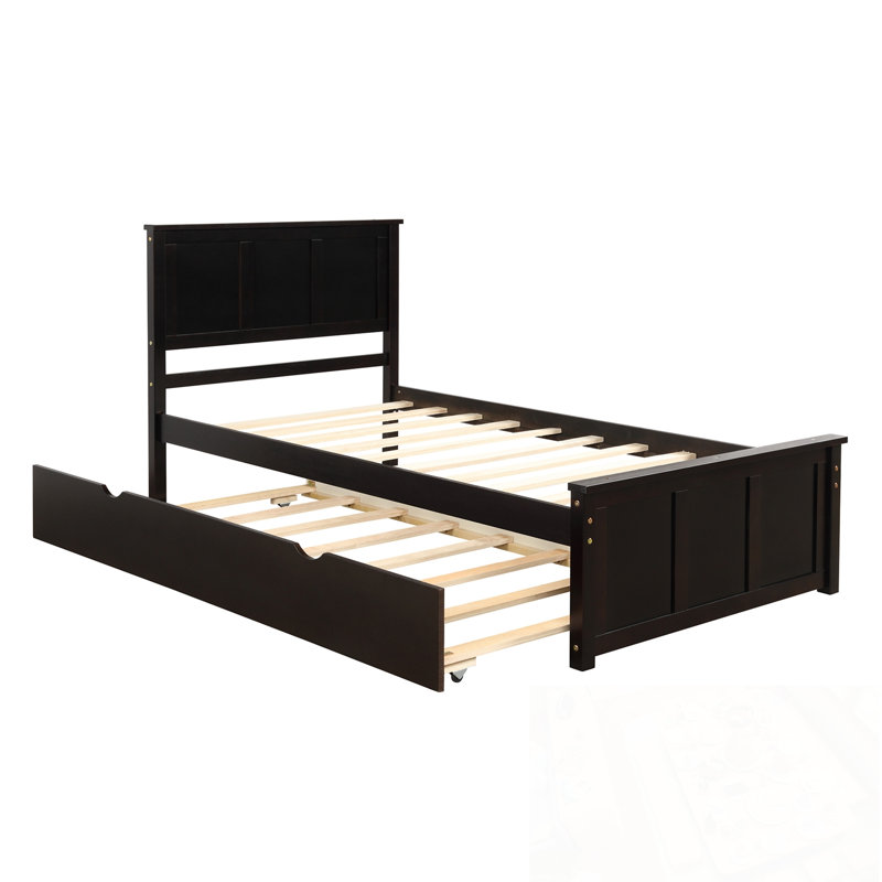 Lit plateforme simple avec lit gigogne, Espresso
