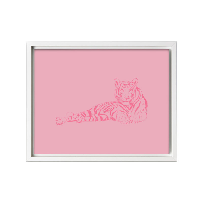 Tigre couché n ° 2, Canevas, Encadrement blanc, H 16 po x l 20 po