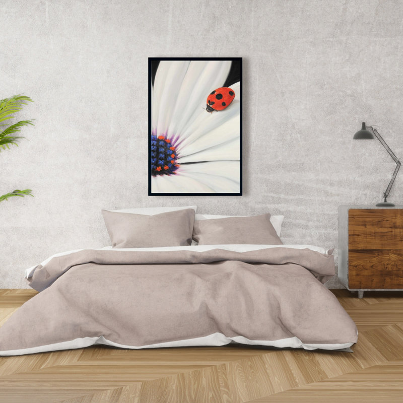 "Marguerite blanche et coccinelle" sur toile