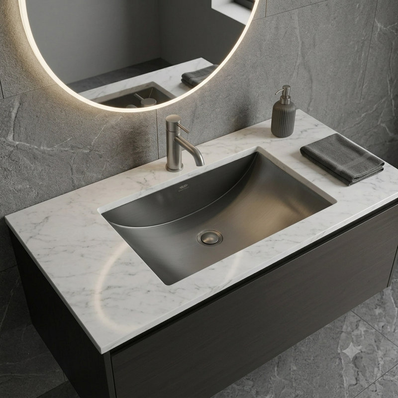 Grey Gun Pearl Stainless Steel Undermount Commercial Bathroom Sink