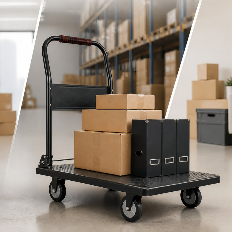 Camion plateforme 35,75 po x 24 po, 660 lb, pliable, roues silencieuses 5 po TPR, pivotant à 360 °