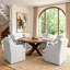 Chaise de salle à manger rembourrée en chenille avec dossier et accoudoirs incurvés (lot de 6)-133031834-133031824