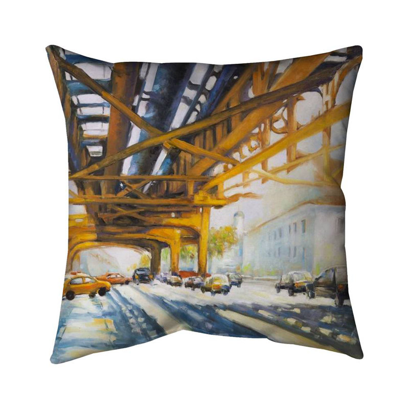 Trafic under the bridge - 26"x26" Throw pillow cover - Poly twill - Print on demand, 26" H x 26" W
