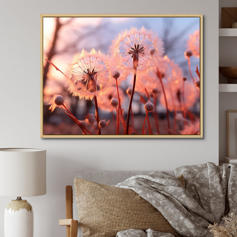 «Delicate Calm Dandelion Serenity II - Autre plante et fleurs», art mural, Cadre flottant brun, H 30 po x l 40 po x P 1,5 po