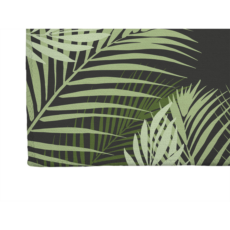 Tapis de cuisine léger antidérapant Waving Palm, Gris anthracite, Rectangle 5 pi x 7 pi