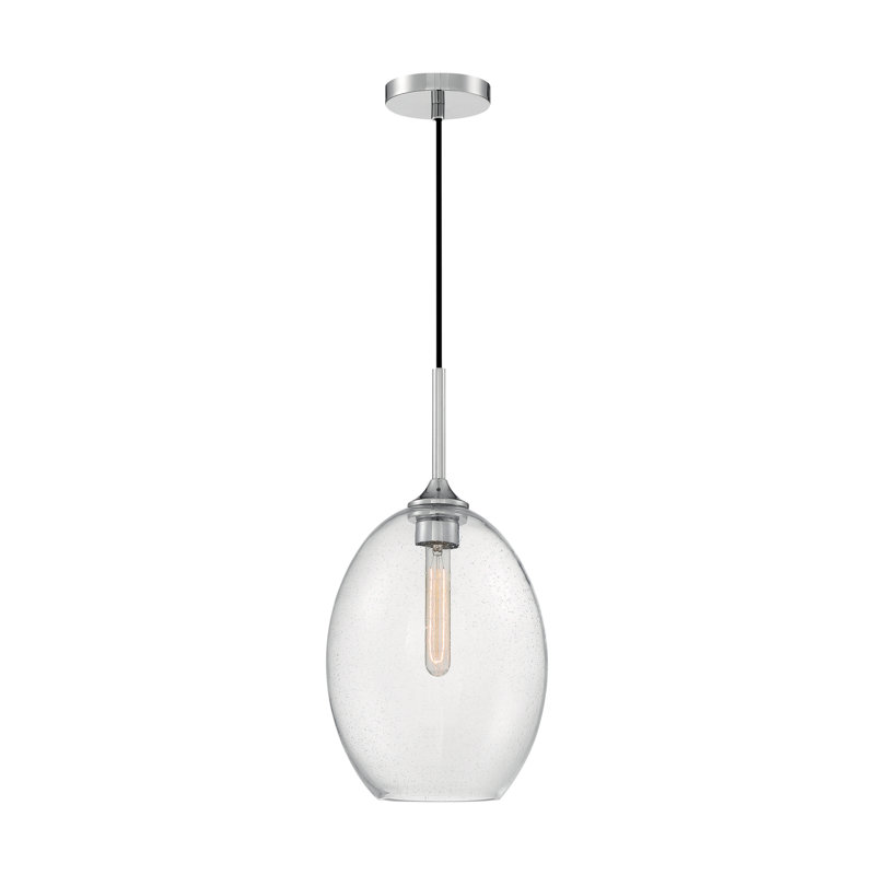 Luminaire suspendu à 1 lumière Paule, Nickel poli, H 19,13 po x l 9,63 po x P 9,63 po